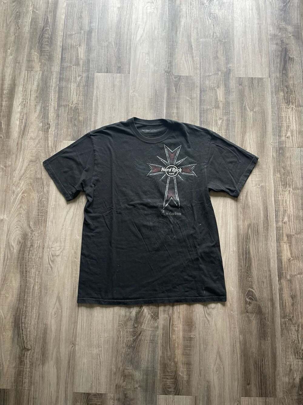 Hard Rock Cafe Amsterdam Vintage Iron Cross Graphic T-Shirt Men's Size Large